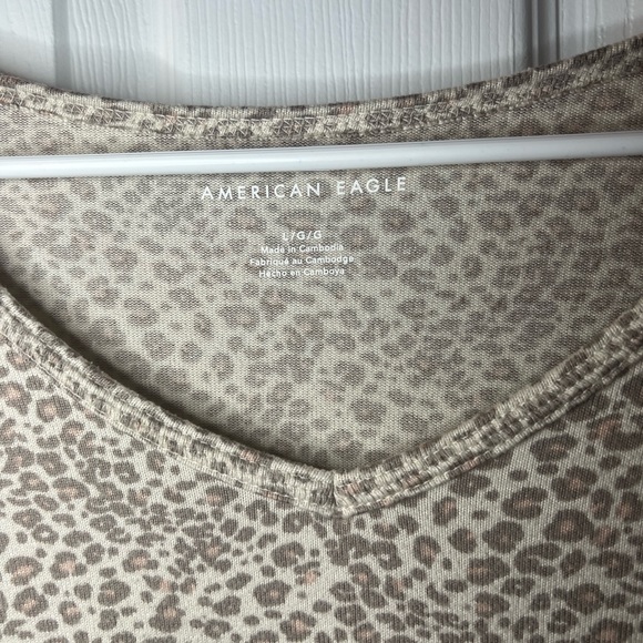 American Eagle Oversized Leopard Print Long Sleeve Shirt - Picture 2 of 6